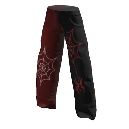 Black & Red Baggy Webbed Spider Jeans