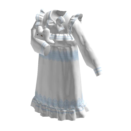 Holding Plushie Pajamas dress (white)