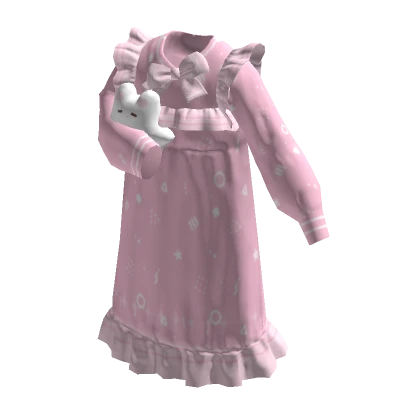 Holding Plushie Pajamas dress (pink)