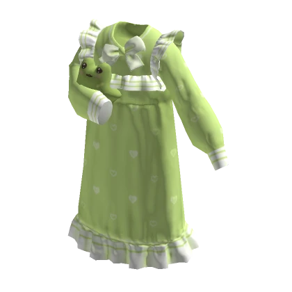 Holding Plushie Pajamas dress (green)