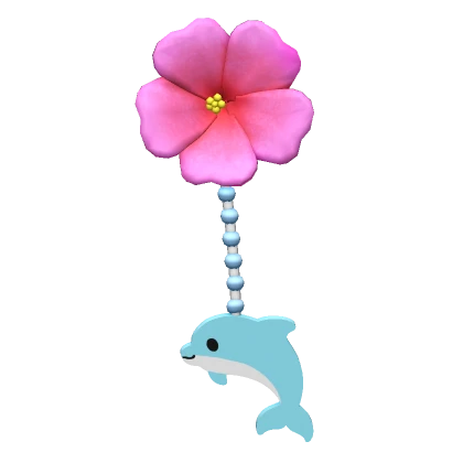 ♡ pink hibiscus dolphin dangling clip