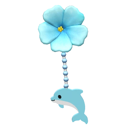 ♡ blue hibiscus dolphin dangling clip