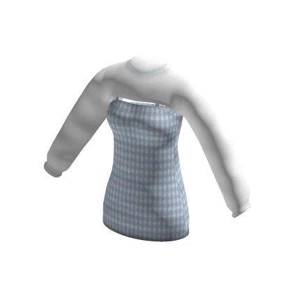 Cut Out Cardigan Beautiful Blue White Plaid Dress 