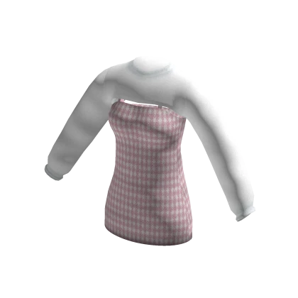 Cut Out Cardigan Beautiful Pink White Plaid Dress 