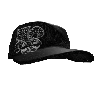 Black Fleur-De-Lis Cross Cap