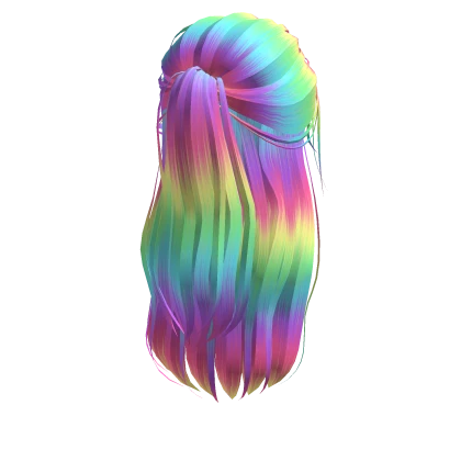 Half Up Long Wavy Hair - Rainbow