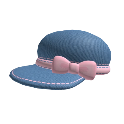 ♡ Cutesy denim cap with pink bow ♡