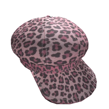 Y2K Pink Leopard Print Summer Beret Cap