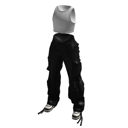 Black Urban Baggy Cargos Full Outfit