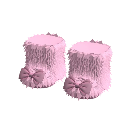 y2K Pink Fur Fluffy Boots w/ Bow 3.0