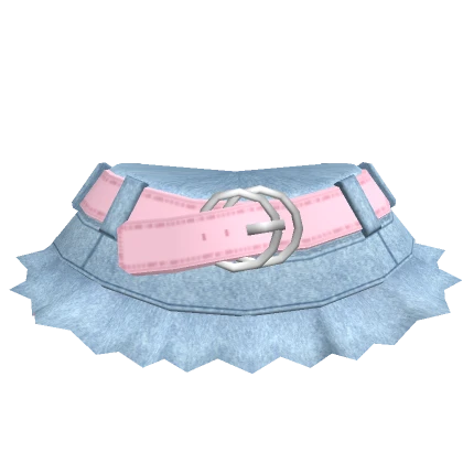 ❌Chibi Doll - Y2K Blue Denim Skirt w Pink belt