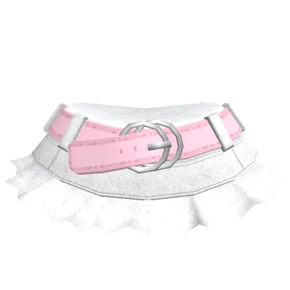 ❌Chibi Doll - Y2K white Denim Skirt w Pink belt