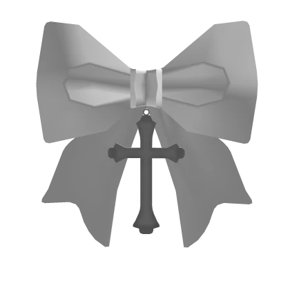 ♰ Porcelain Doll Bow Cross Hairclip White