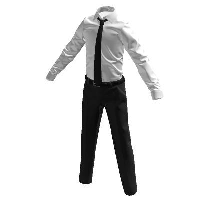 Formal Business Dark Grey Pants & White Shirt Tie