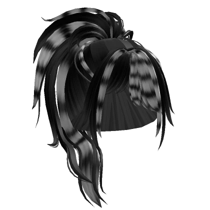 Black White Scene Emo Spiky Detailed Ponytail Hair