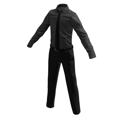 Formal Business Black Pants & Grey Shirt Tie