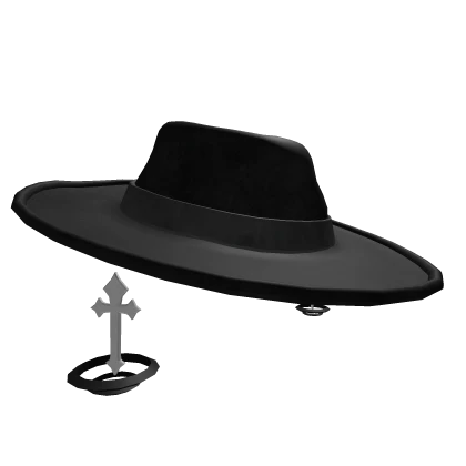 Black Levitating Cross Brim Hat