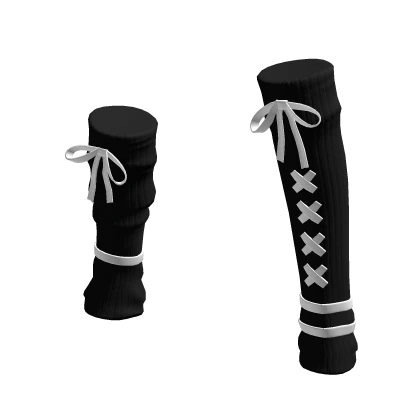 Leg Warmers w/ Ribbons Black/White