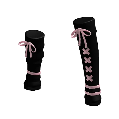 Leg Warmers w/ Ribbons Black/Pink