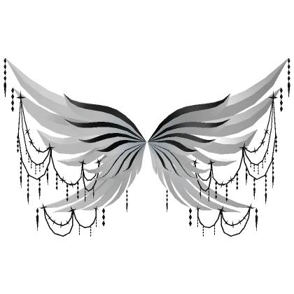 White Black Bejeweled Wings Of the Risen Angel