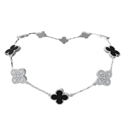 Clover Necklace White Gold Jewelry Y2K Lucky 3.0