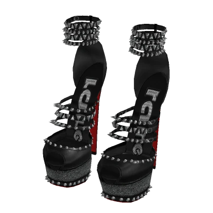 2012 Syaa Strappy Spiked Platform Heels in Black