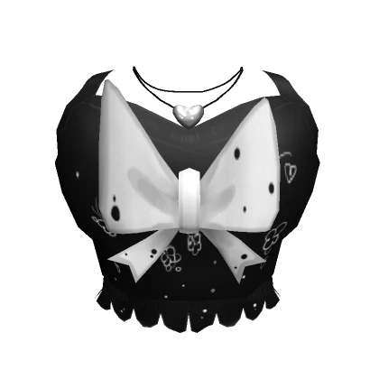 Cute Black Chibi Flower Bow Top