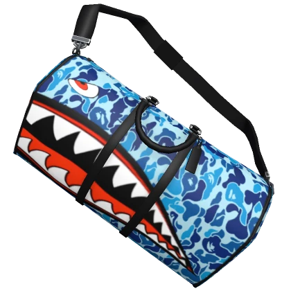 BAPE Shark Duffel Bag Blue Camo Designer Y2K 1.0