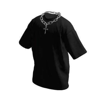 Black T-Shirt w/ Silver Chain