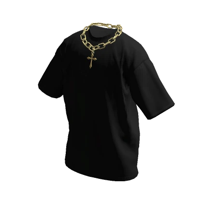 Black T-Shirt w/ Gold Chain