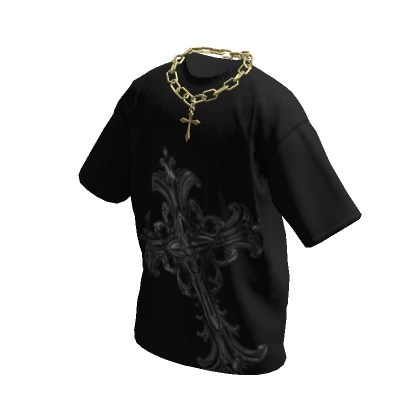 Cross T-Shirt w/ Gold Chain