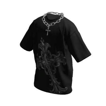 Cross T-Shirt w/ Silver Chain