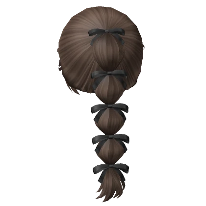 Soft Bubble Braid Ponytail w/ Bows (Brown)