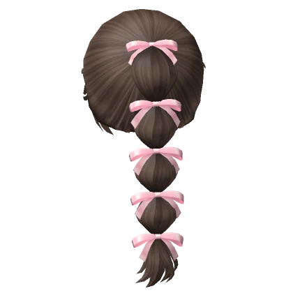 Soft Bubble Braid Ponytail w/ Bows (Brown)