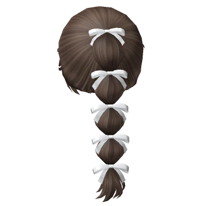 Soft Bubble Braid Ponytail w/ Bows (Brown)