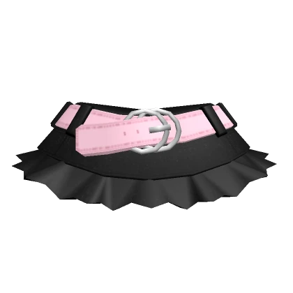 ❌Chibi Doll - Y2K Black Denim Skirt w pink belt