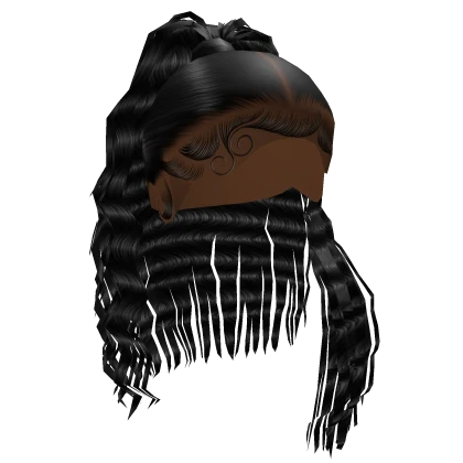 Wet Sleek Crimped Ponytail in Black
