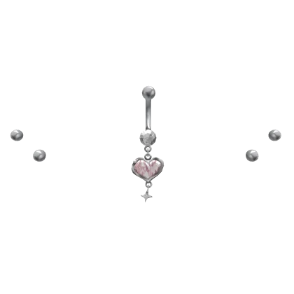 ꒰┊pink heart gem belly & hip piercing (3.0)