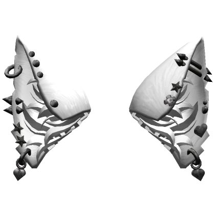 Heavily Pierced White Cat Ears