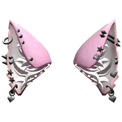 Heavily Pierced Pink Cat Ears