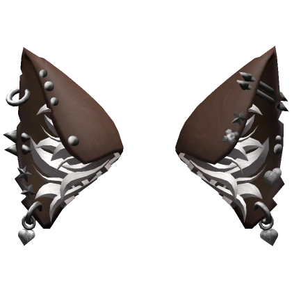 Heavily Pierced Brown Cat Ears 