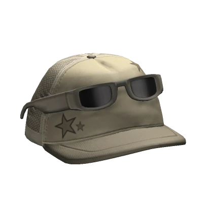 Y2K Grunge Trucker Hat with Raised Shades Khaki