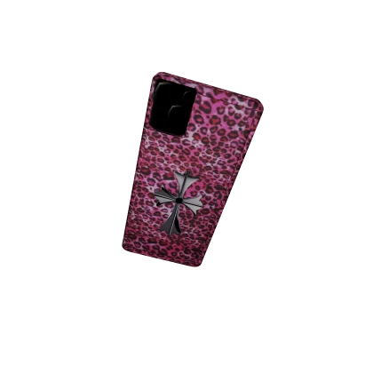 Hot pink cheetah y2k gyaru mcbling chrome phone 