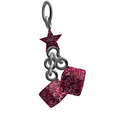 Y2k hot pink cheetah dice cyber pocket key chain