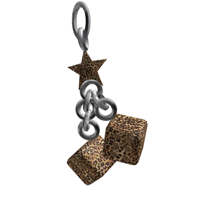 Y2k gold cheetah dice cyber pocket key chain gyaru