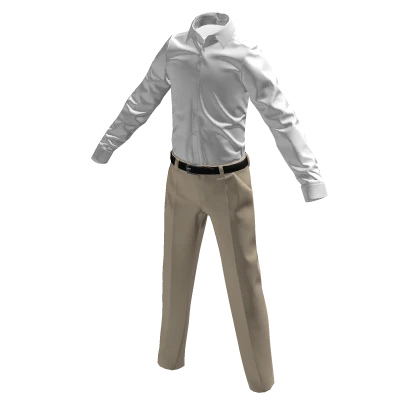 Formal Business Beige Pants & White Shirt
