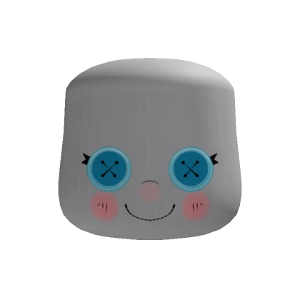 (Blue) Button-eyed Doll Head - cheeks