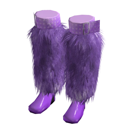 Purple Belted Fur Boots