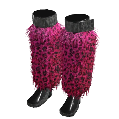 Y2K Rhinestone Belted Hot Pink Leopard Boots