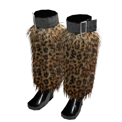 Y2K Rhinestone Belted Leopard Boots